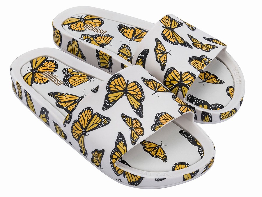 Chanclas De Baño Melissa Beach Print Mujer - Blancas - Argentina FWU-625043